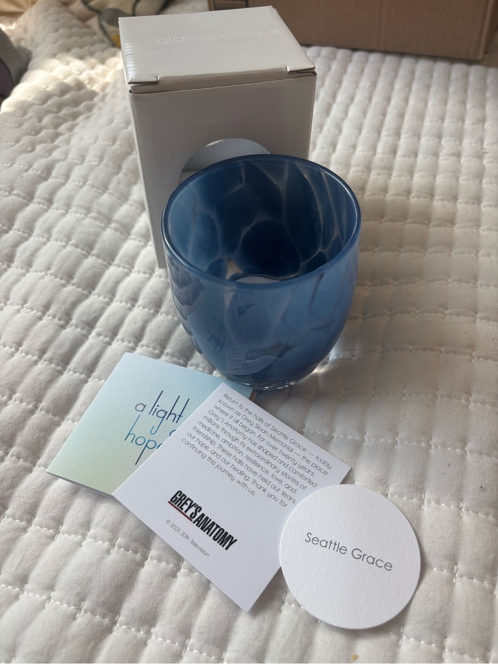 EUC Glassybaby x Grey’s Anatomy “Seattle Grace” Hand-Blown Candle Holder 💙 - Picture 6 of 7